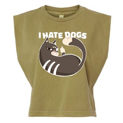 I Hate Dogs Cat Lover Funny Meme Garment-Dyed Women's Muscle Tee