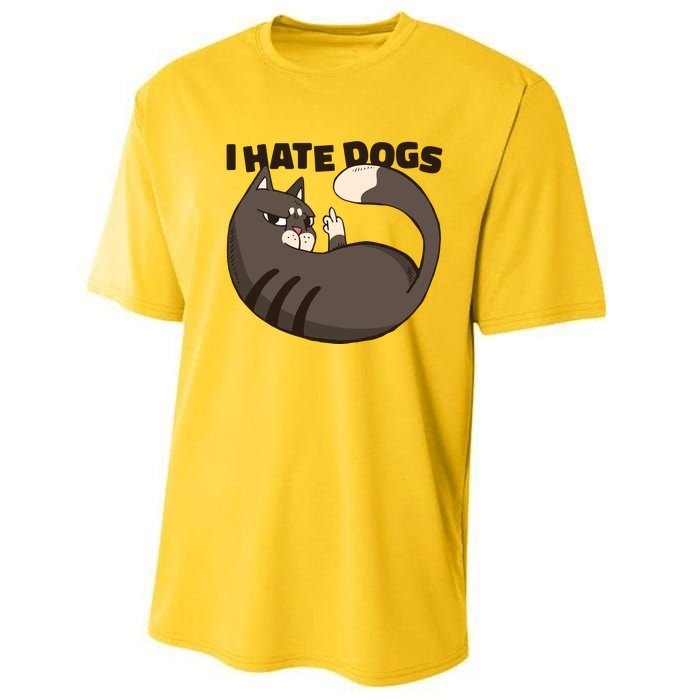 I Hate Dogs Cat Lover Funny Meme Performance Sprint T-Shirt