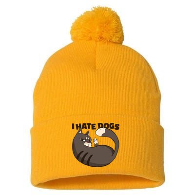 I Hate Dogs Cat Lover Funny Meme Pom Pom 12in Knit Beanie
