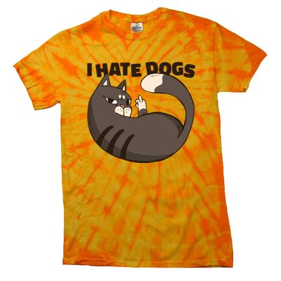 I Hate Dogs Cat Lover Funny Meme Tie-Dye T-Shirt