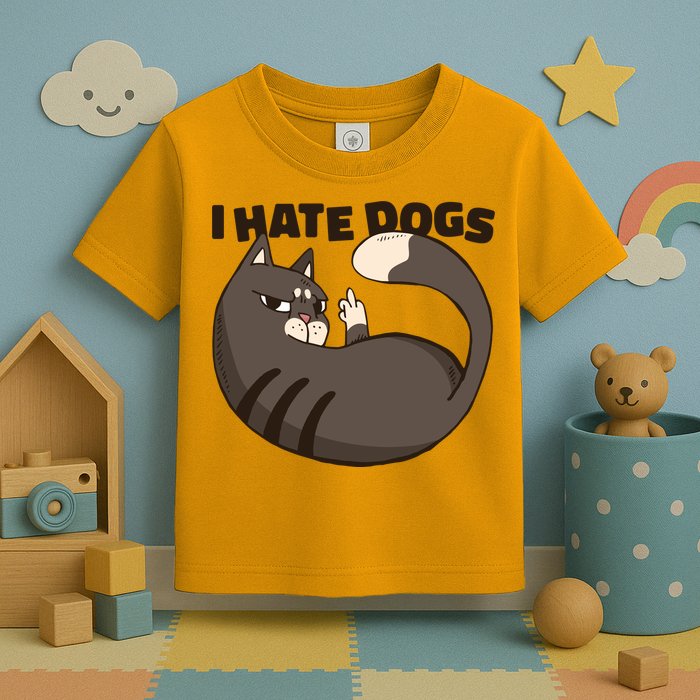 I Hate Dogs Cat Lover Funny Meme Toddler T-Shirt
