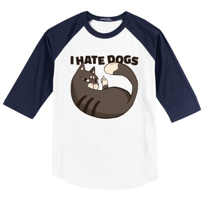 I Hate Dogs Cat Lover Funny Meme Baseball Sleeve Shirt