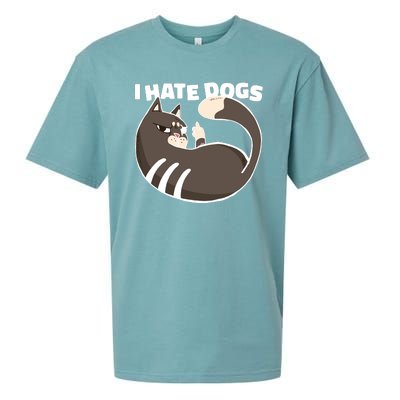 I Hate Dogs Cat Lover Funny Meme Sueded Cloud Jersey T-Shirt