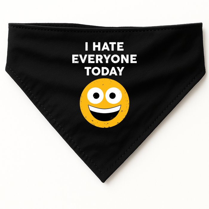 I Hate Everyone Today Smiley Emoji USA-Made Doggie Bandana