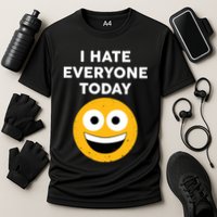 I Hate Everyone Today Smiley Emoji Cooling Performance Crew T-Shirt