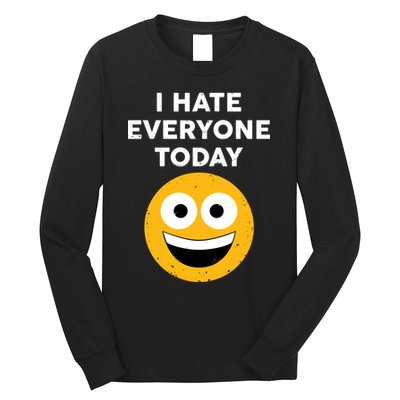 I Hate Everyone Today Smiley Emoji Long Sleeve Shirt