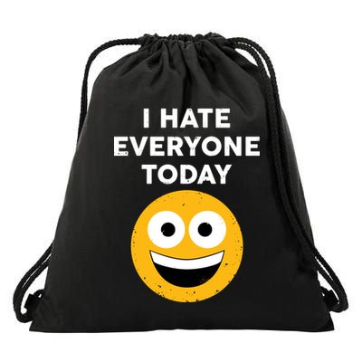 I Hate Everyone Today Smiley Emoji Drawstring Bag