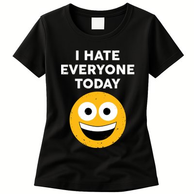 I Hate Everyone Today Smiley Emoji Womens T-Shirt