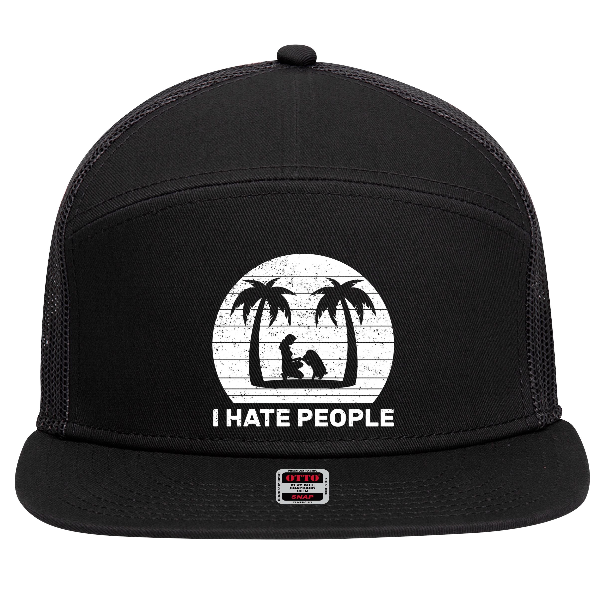 I Hate People Beach Bum 7 Panel Mesh Trucker Snapback Hat