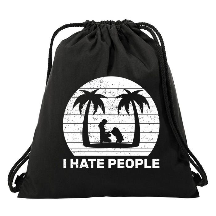 I Hate People Beach Bum Drawstring Bag