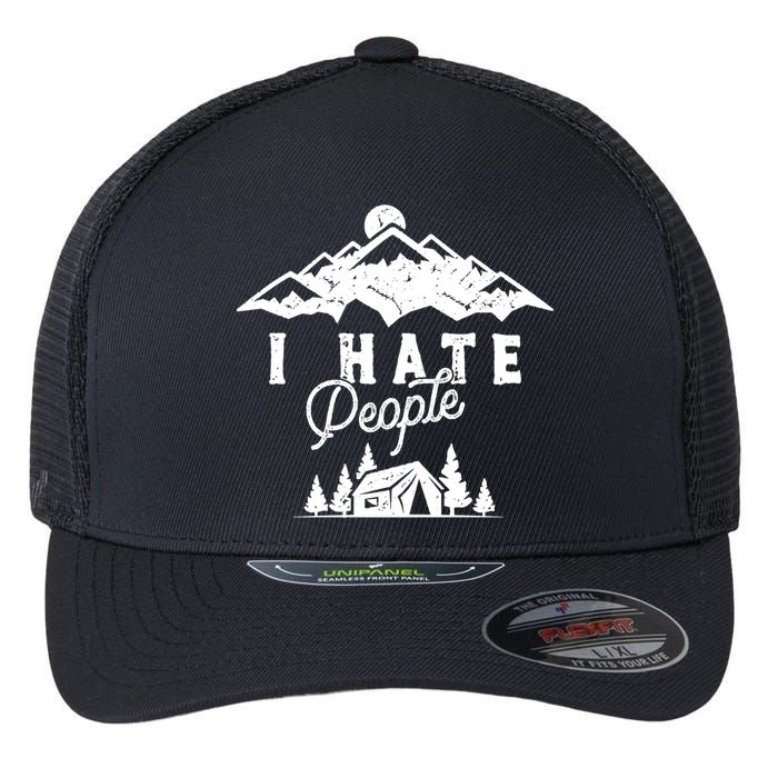 I Hate People Funny Camping Mountains  Flexfit Unipanel Trucker Cap