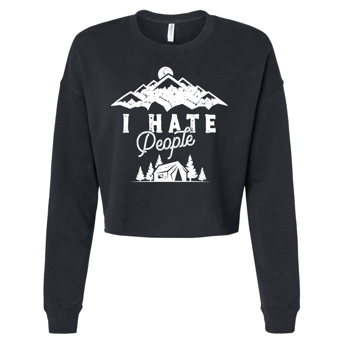I Hate People Funny Camping Mountains  Cropped Pullover Crew