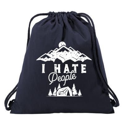 I Hate People Funny Camping Mountains  Drawstring Bag