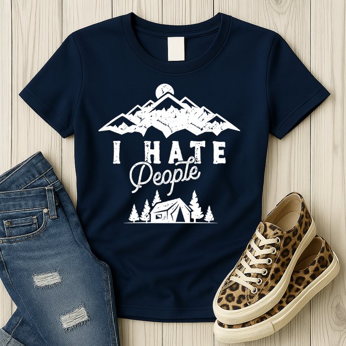 I Hate People Funny Camping Mountains  Womens T-Shirt