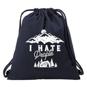 I Hate People Funny Camping Trip Drawstring Bag