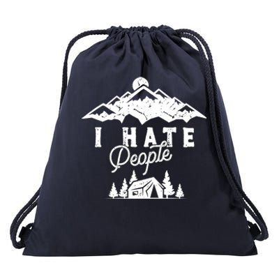 I Hate People Funny Camping Trip Drawstring Bag