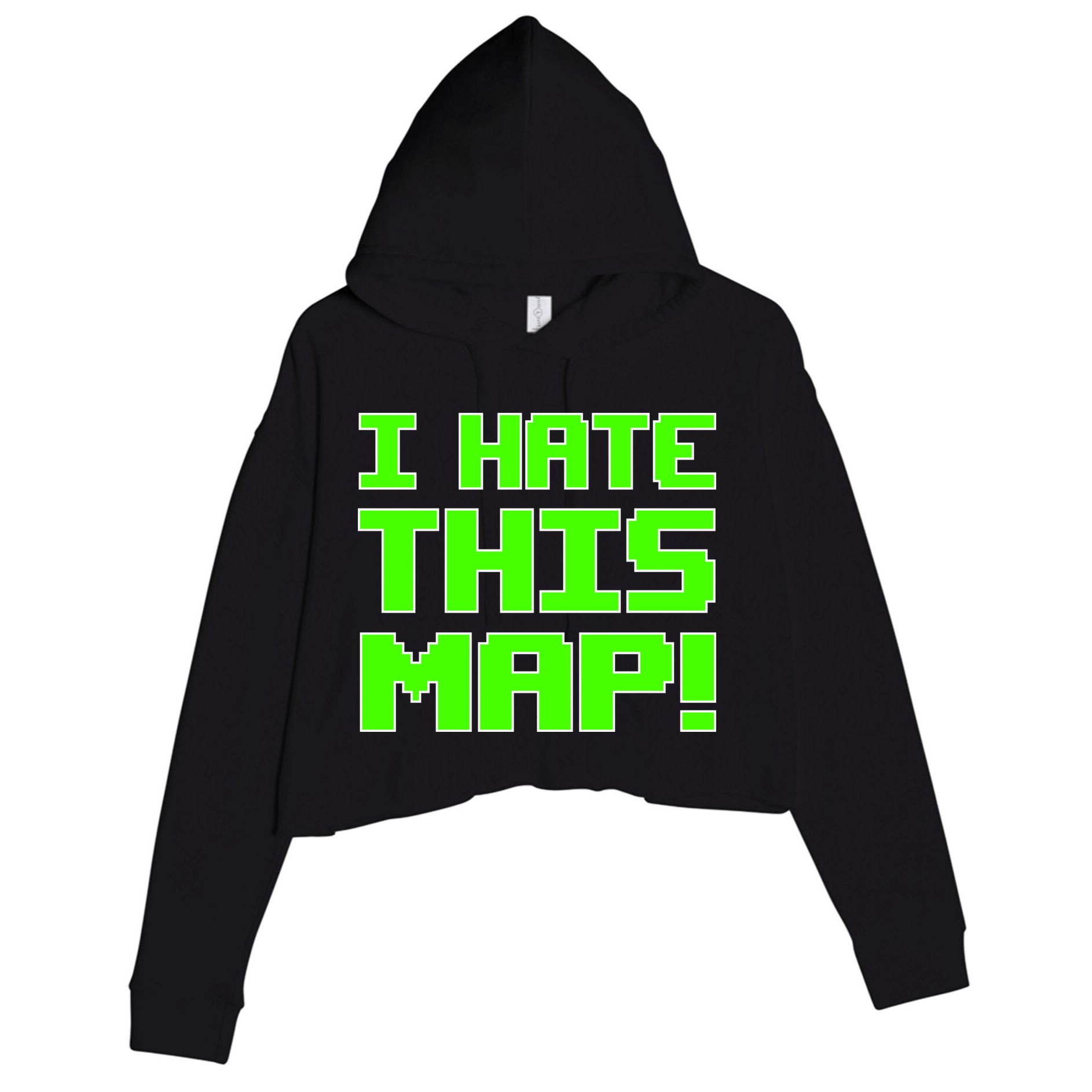 I Hate This Map Funny Gamer Crop Fleece Hoodie