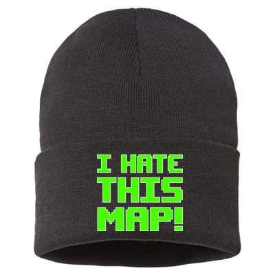 I Hate This Map Funny Gamer Sustainable Knit Beanie