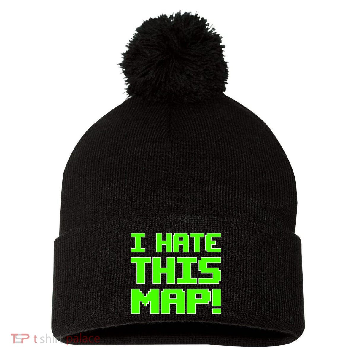 I Hate This Map Funny Gamer Pom Pom 12in Knit Beanie