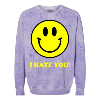 I Hate You Funny Smiley Face Emoji Colorblast Crewneck Sweatshirt