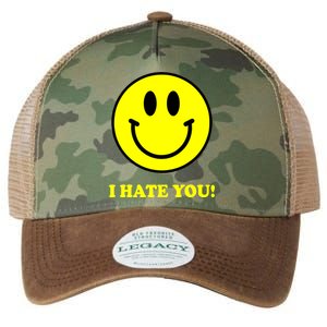 I Hate You Funny Smiley Face Emoji Legacy Tie Dye Trucker Hat