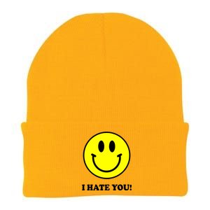 I Hate You Funny Smiley Face Emoji Knit Cap Winter Beanie