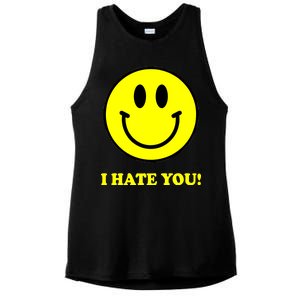 I Hate You Funny Smiley Face Emoji Ladies PosiCharge Tri-Blend Wicking Tank