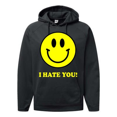 I Hate You Funny Smiley Face Emoji Performance Fleece Hoodie