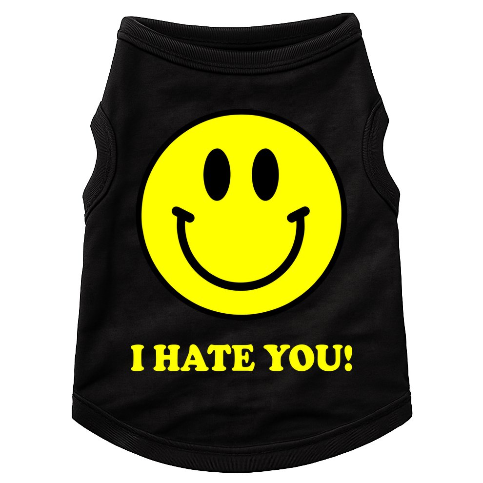 I Hate You Funny Smiley Face Emoji Doggie Tank