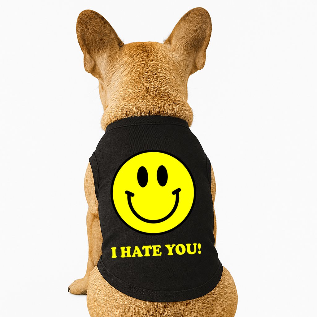 I Hate You Funny Smiley Face Emoji Doggie Tank