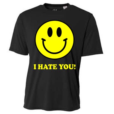 I Hate You Funny Smiley Face Emoji Cooling Performance Crew T-Shirt