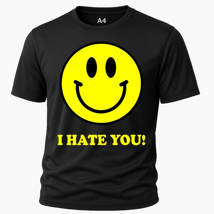 I Hate You Funny Smiley Face Emoji Cooling Performance Crew T-Shirt