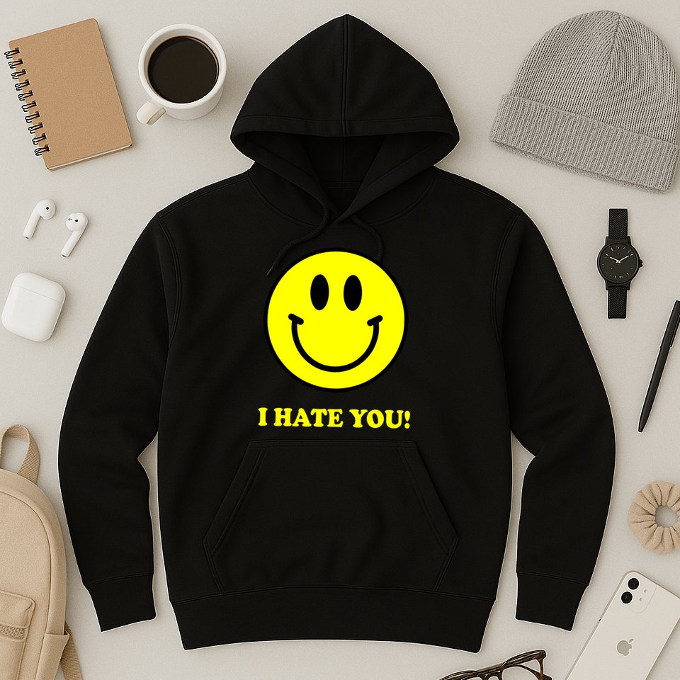 I Hate You Funny Smiley Face Emoji Hoodie
