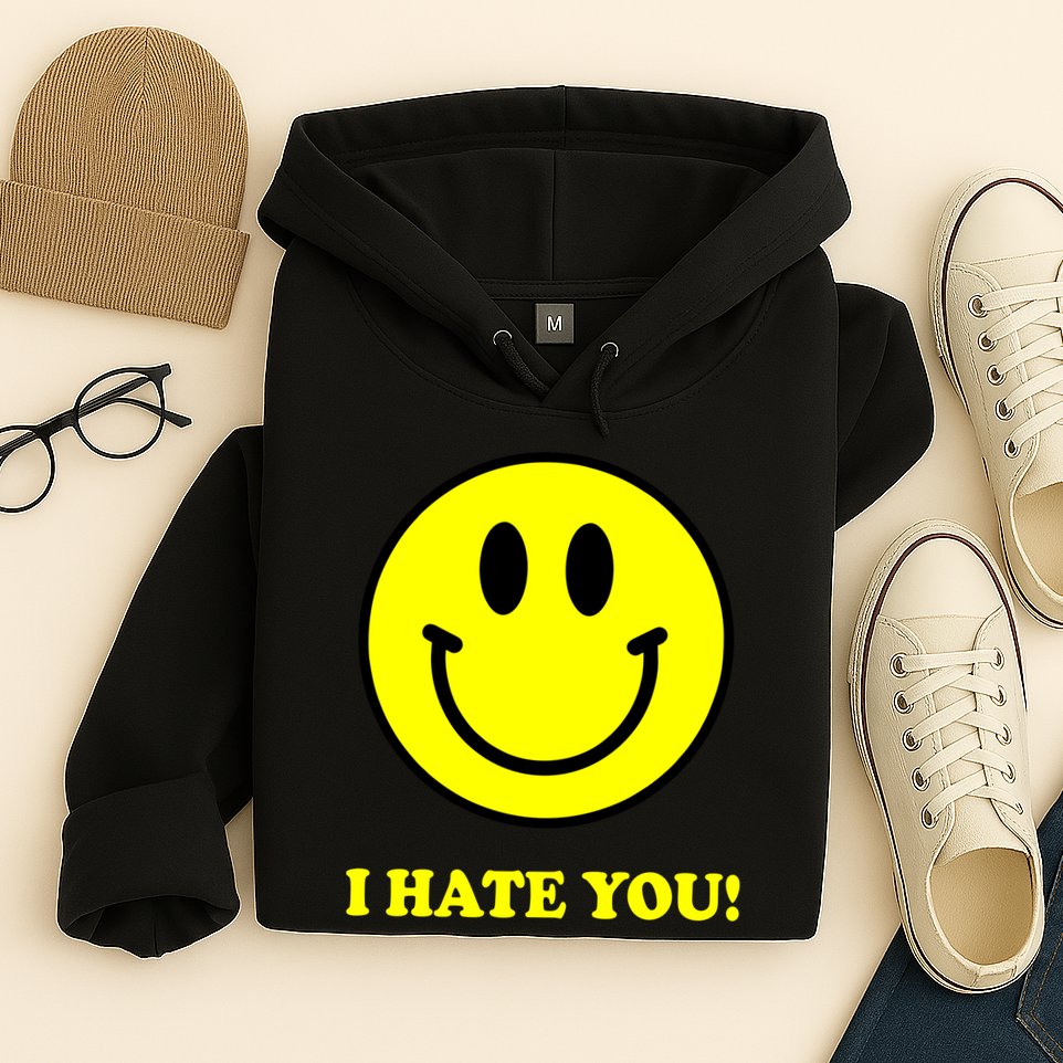 I Hate You Funny Smiley Face Emoji Hoodie
