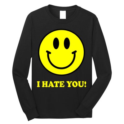 I Hate You Funny Smiley Face Emoji Long Sleeve Shirt