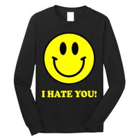 I Hate You Funny Smiley Face Emoji Long Sleeve Shirt