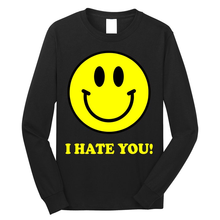 I Hate You Funny Smiley Face Emoji Long Sleeve Shirt