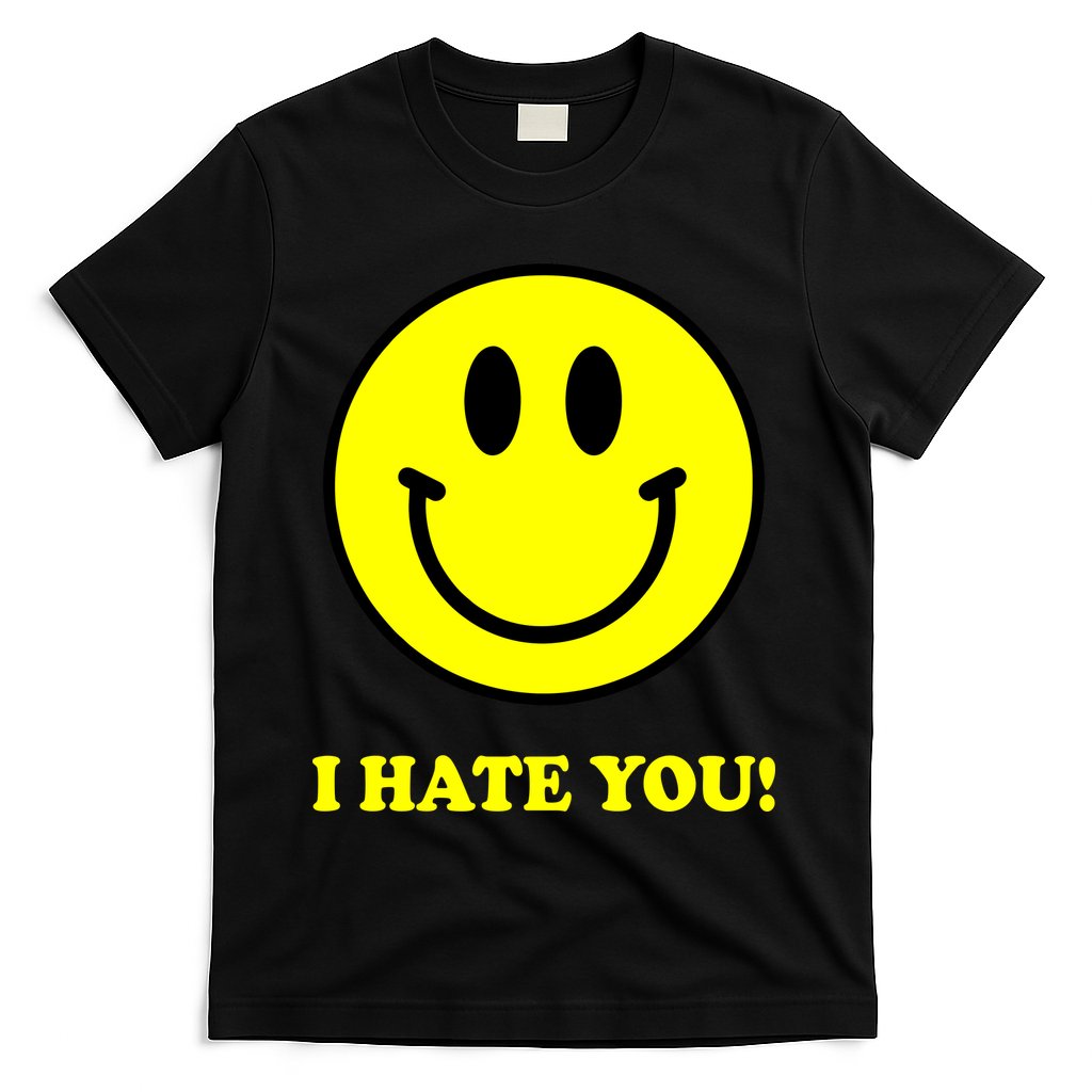 I Hate You Funny Smiley Face Emoji T-Shirt