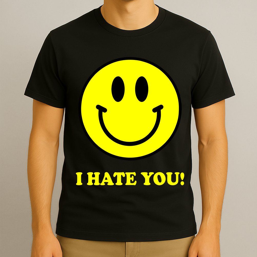 I Hate You Funny Smiley Face Emoji T-Shirt