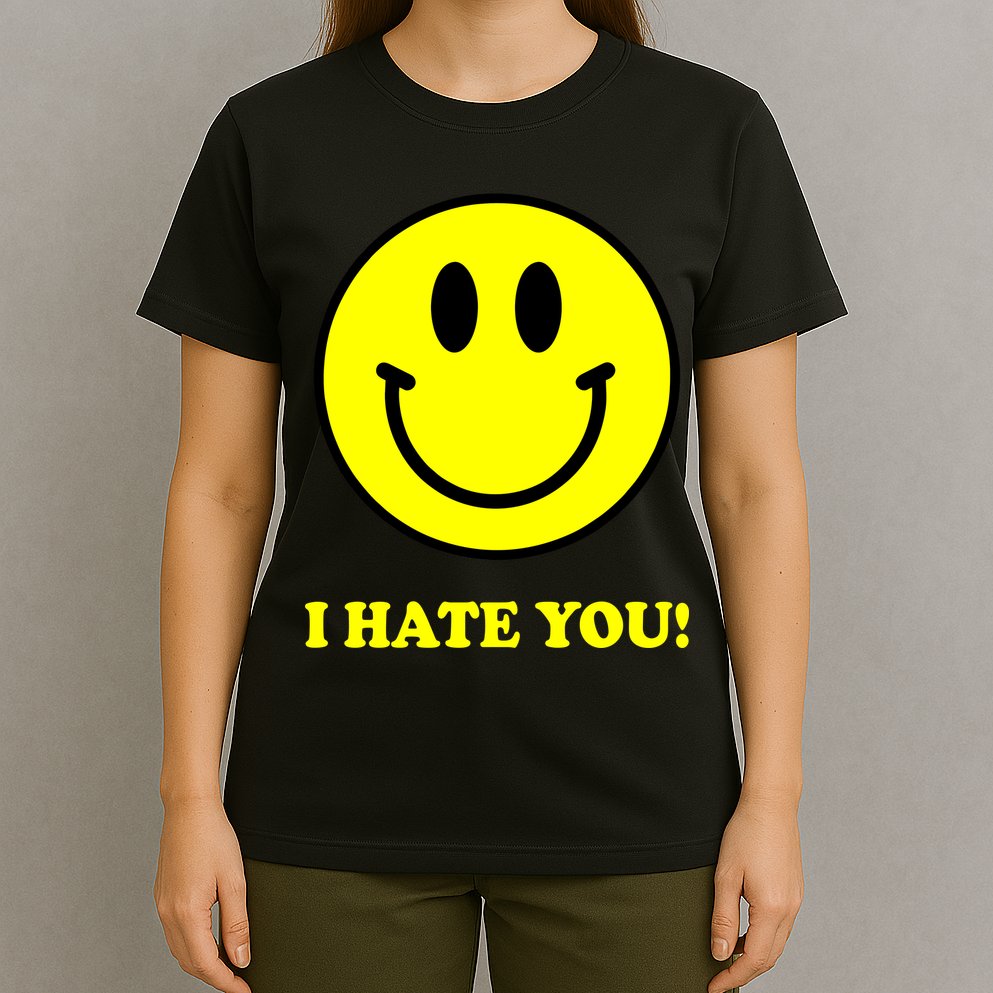 I Hate You Funny Smiley Face Emoji T-Shirt