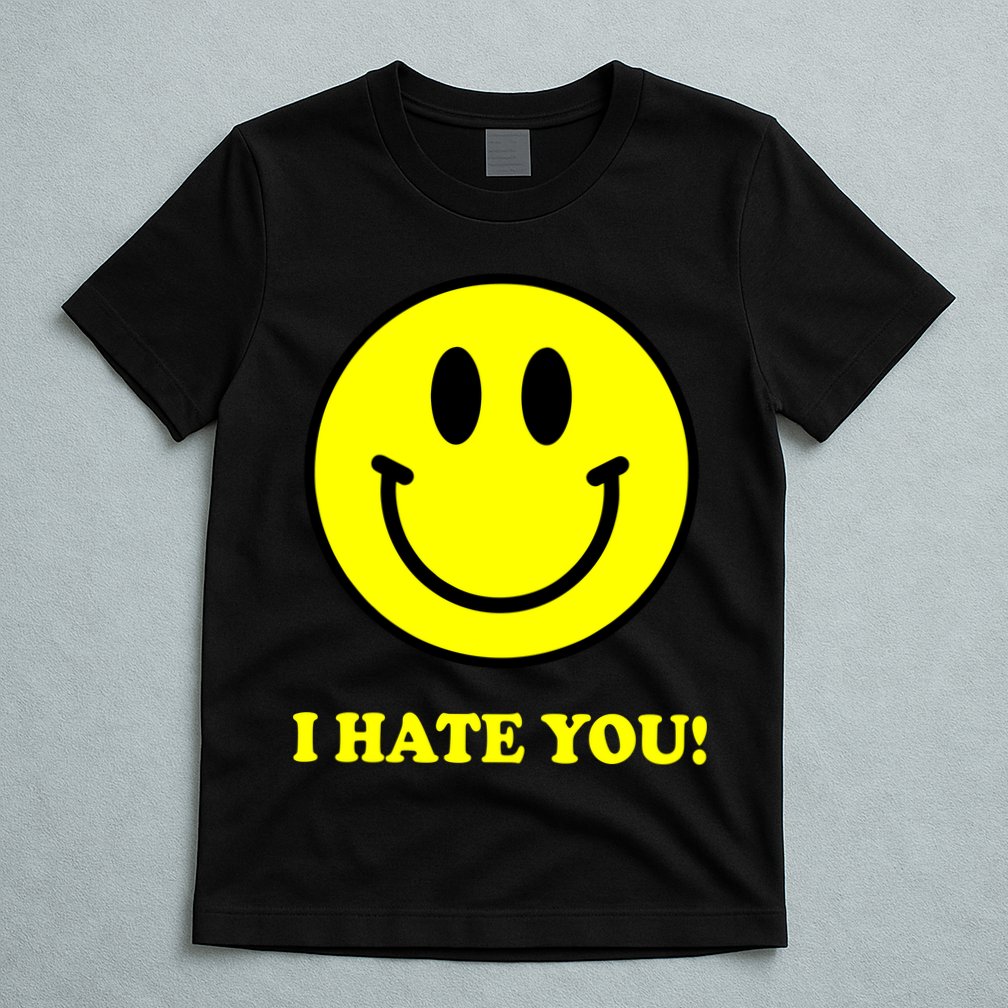 I Hate You Funny Smiley Face Emoji T-Shirt