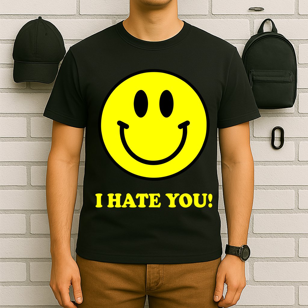 I Hate You Funny Smiley Face Emoji T-Shirt
