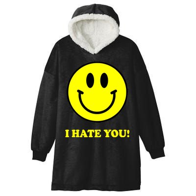 I Hate You Funny Smiley Face Emoji Hooded Wearable Blanket