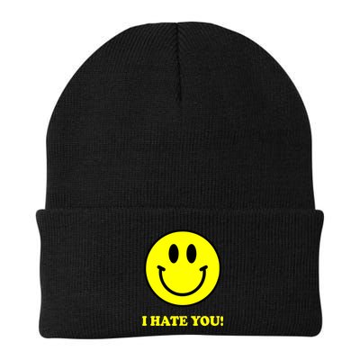 I Hate You Funny Smiley Face Emoji Beanie