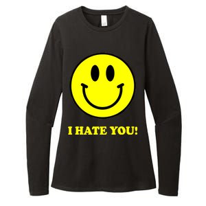 I Hate You Funny Smiley Face Emoji Womens CVC Long Sleeve Shirt