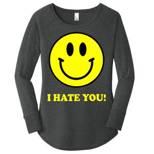 I Hate You Funny Smiley Face Emoji Women's Perfect Tri Tunic Long Sleeve Shirt