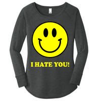 I Hate You Funny Smiley Face Emoji Women's Perfect Tri Tunic Long Sleeve Shirt