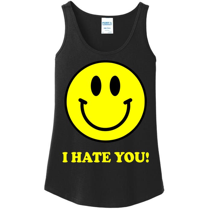 I Hate You Funny Smiley Face Emoji Ladies Essential Tank