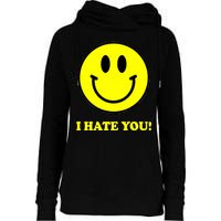 I Hate You Funny Smiley Face Emoji Womens Funnel Neck Pullover Hood