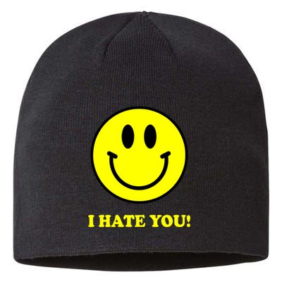 I Hate You Funny Smiley Face Emoji Sustainable Beanie
